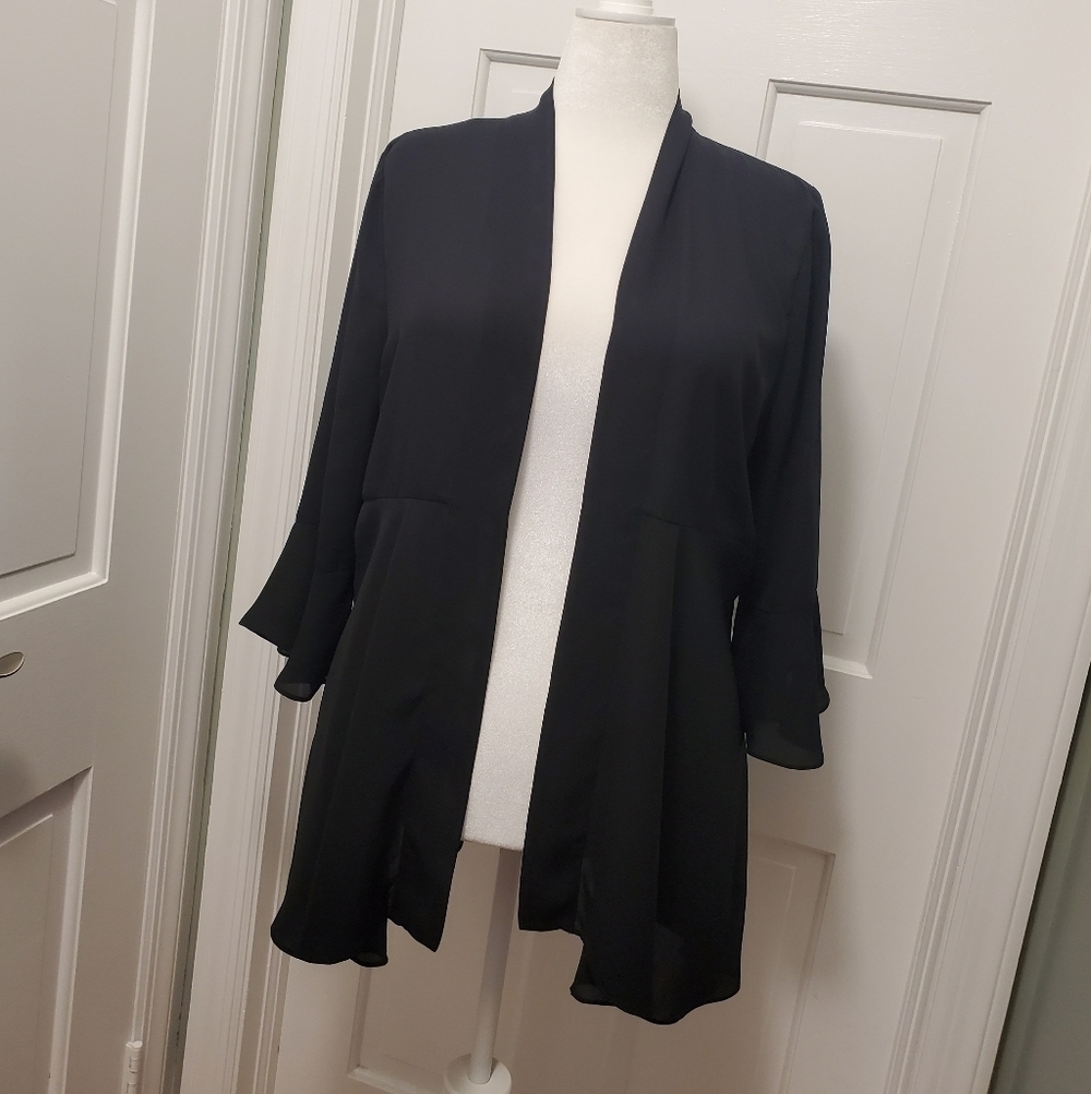Soft Surroundings Semi-Sheer Black Kimono Lightweight Piece Size XL, Evening